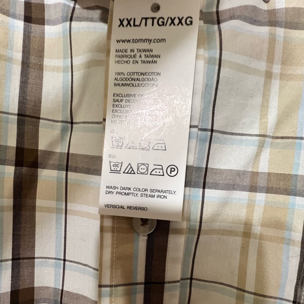 Tommy Hilfiger Men’s 100% Cotton Shirt Button Plaid  Short Sleeve Size XXL 2X - Picture 6 of 7